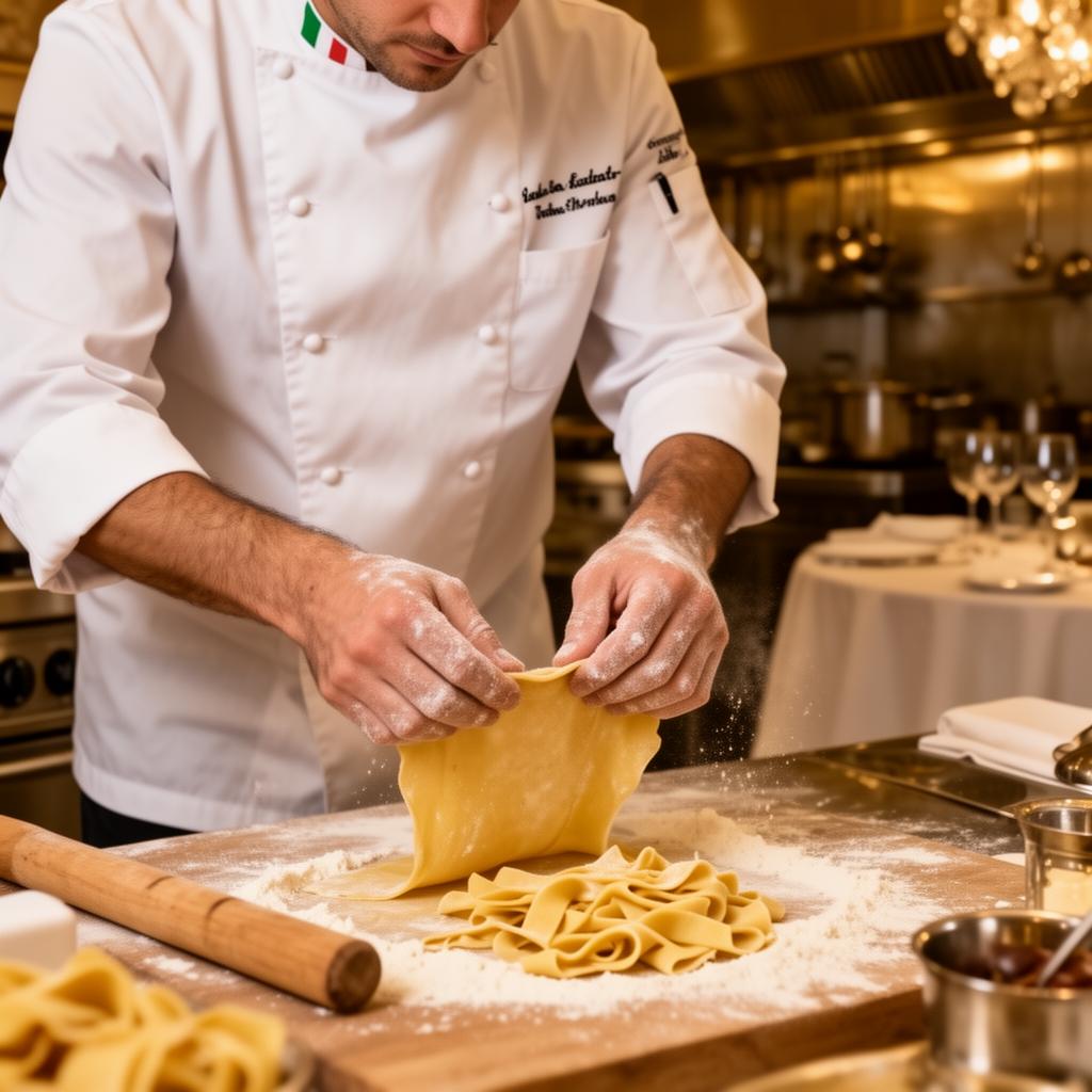 Chef preparando massa fresca
